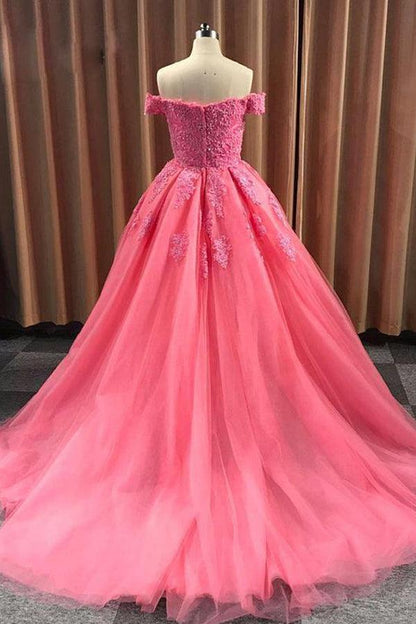 A-line Ball Gown Sweetheart Cap Sleeve Lace Appliques Prom Dress