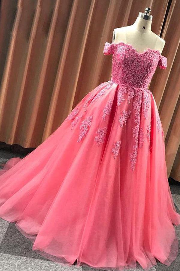 A-line Ball Gown Sweetheart Cap Sleeve Lace Appliques Prom Dress