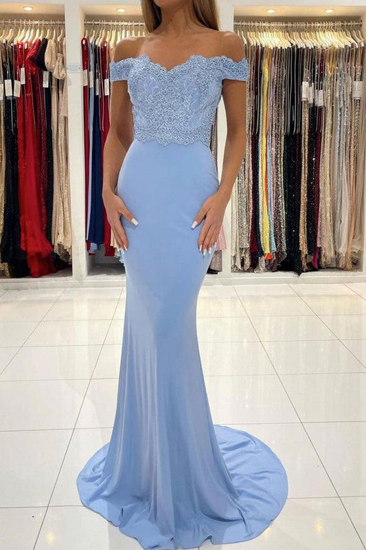 Mermaid Chiffon Lace Long Prom Dress Formal Dress