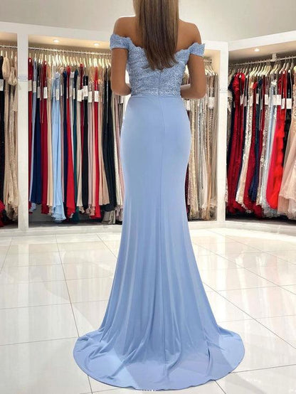 Mermaid Chiffon Lace Long Prom Dress Formal Dress