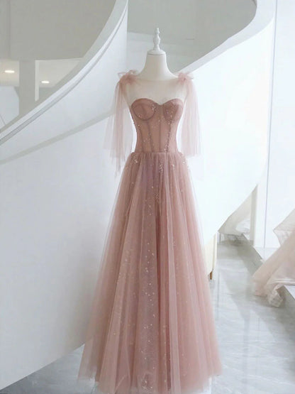 A-Line Tulle Long Prom Dress