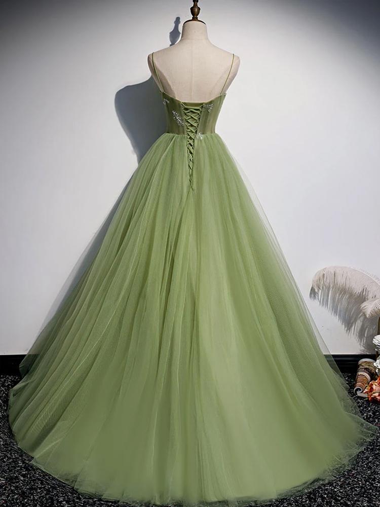 Tulle Floor Length Quinceanera Dress Ball Gown Spaghetti Straps Prom Dress