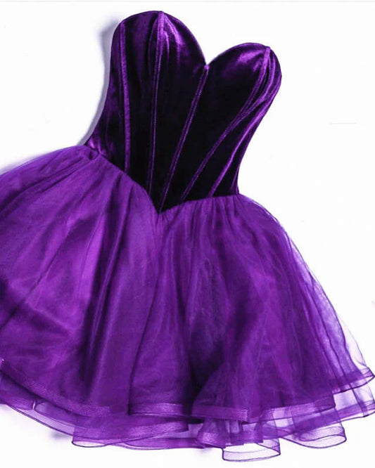 A-line Organza Ruffles Short Velvet Corset Homecoming Dresses