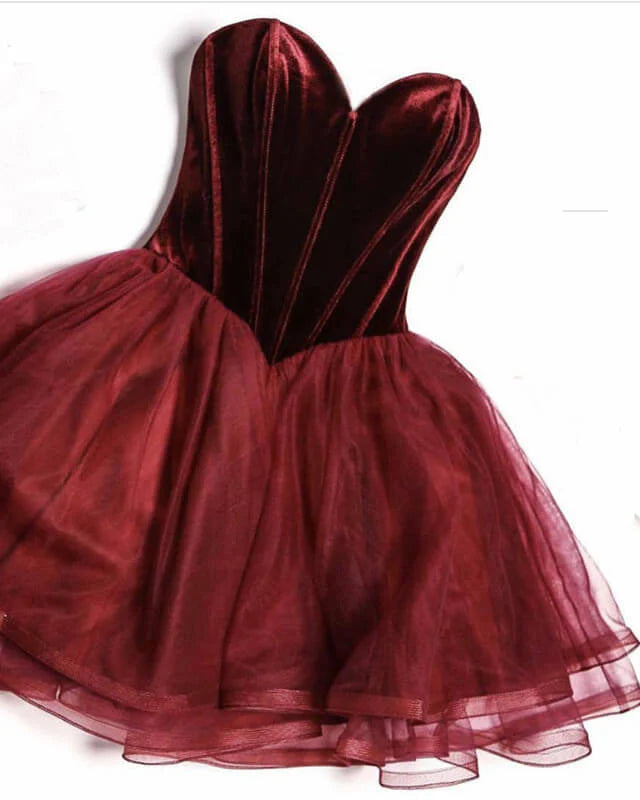 A-line Organza Ruffles Short Velvet Corset Homecoming Dresses