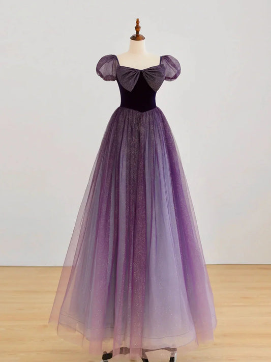 A-Line Tulle Long Prom Dress