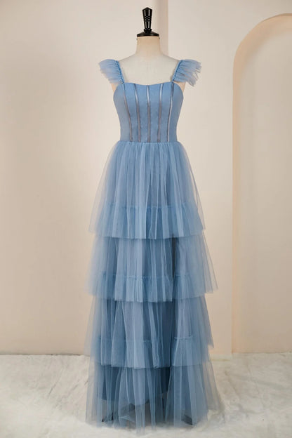 Fantastic Straps Tulle Tiered Multi-Layers Prom Dresses