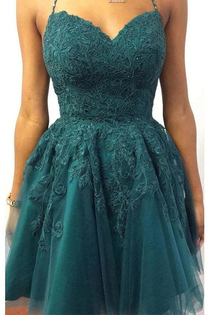 Halter Neck Short Lace Prom Dresses Homecoming Dresses