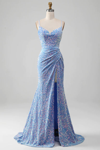 Sparkly Sequins Mermaid Prom Dress with Slit