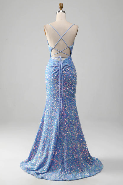 Sparkly Sequins Mermaid Prom Dress with Slit