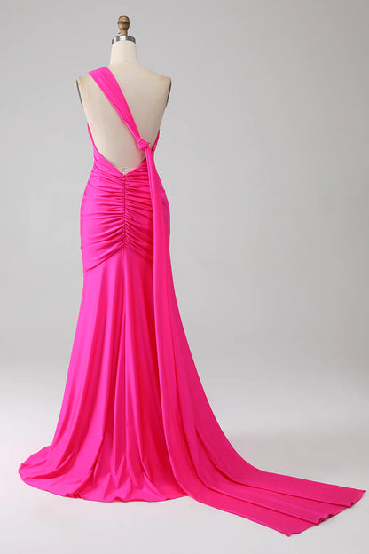 Mermaid One Shoulder Long Prom Dress