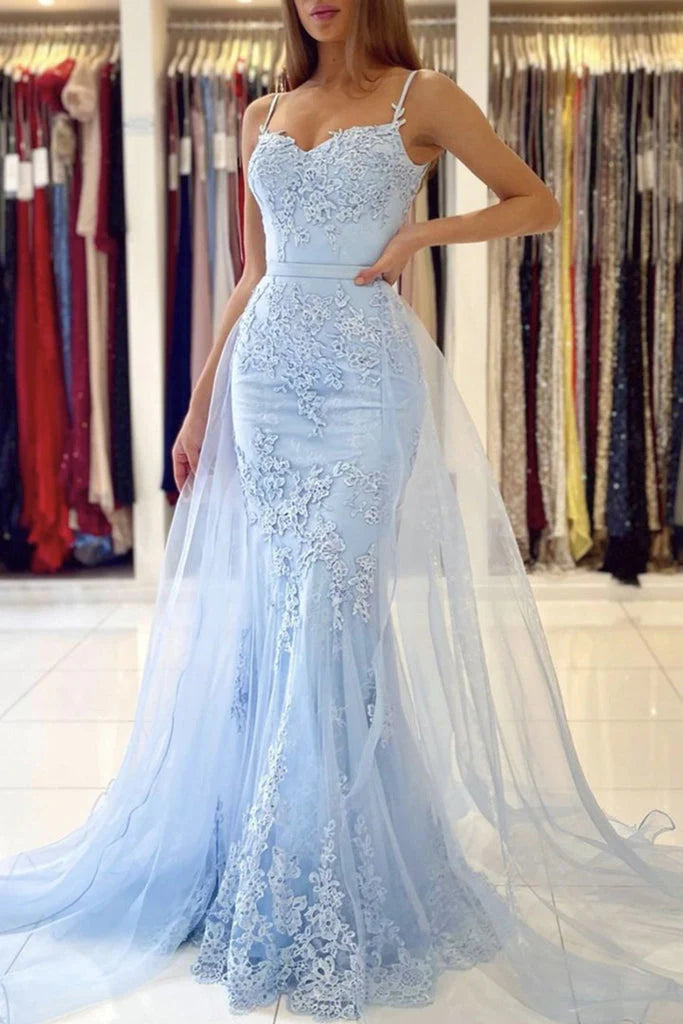 Mermaid Unique Sweetheart  Straps Tulle Sexy Prom Dresses