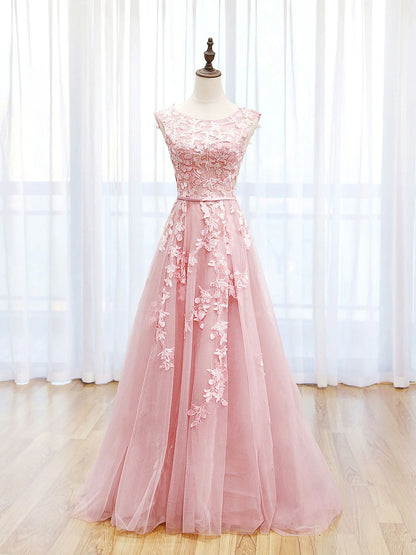 A-Line Lace Long Prom Dress