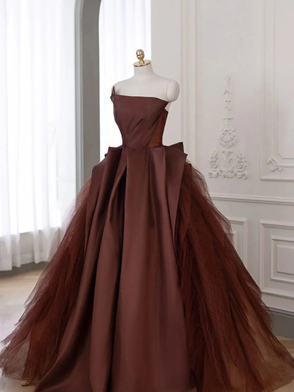 Satin Tulle Long Prom Gown