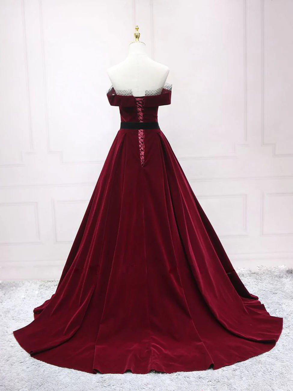 A-Line Velvet Long Prom Dresses