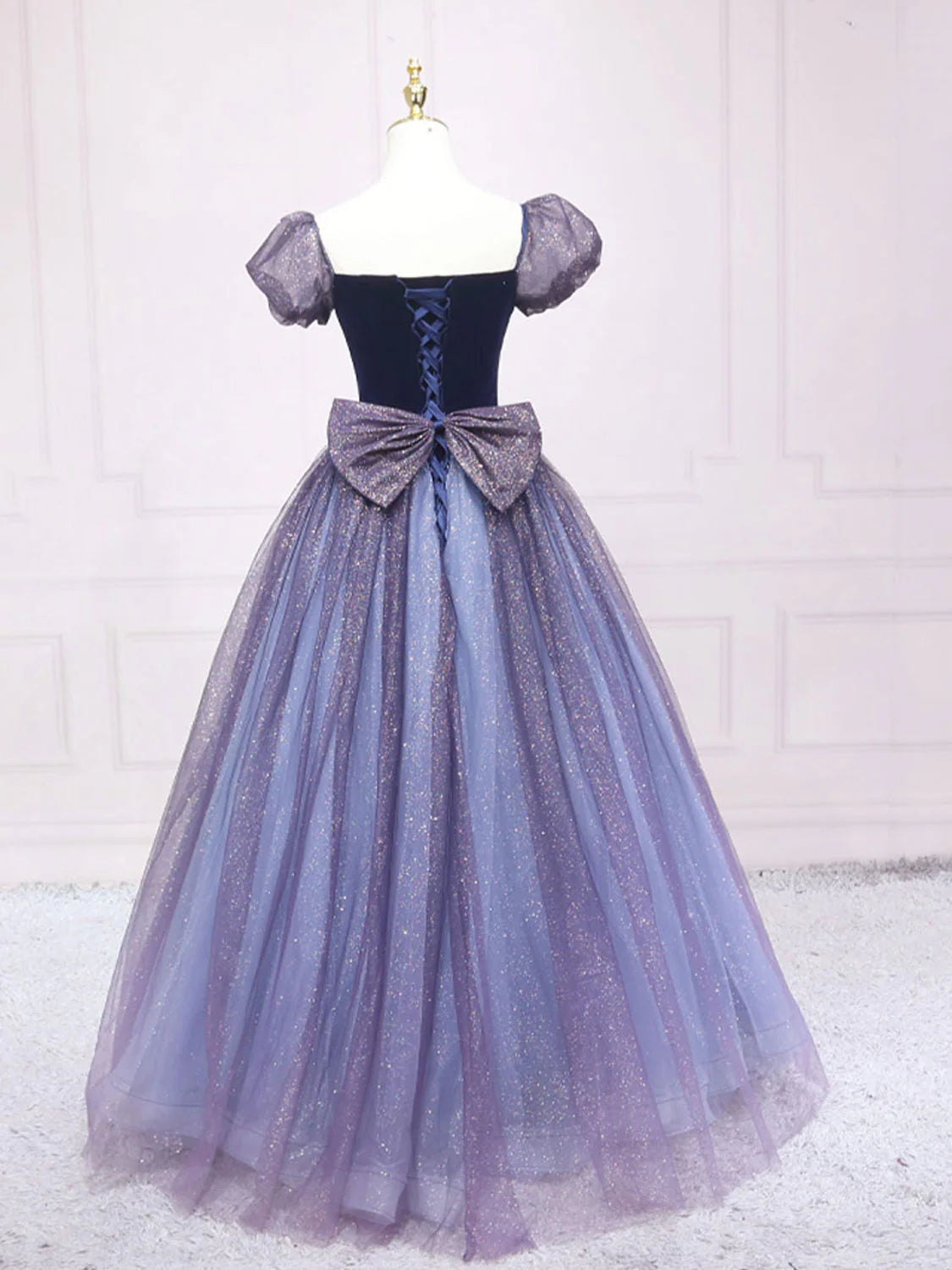 A line long prom dress tulle formal dress