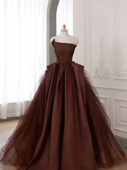 Satin Tulle Long Prom Gown