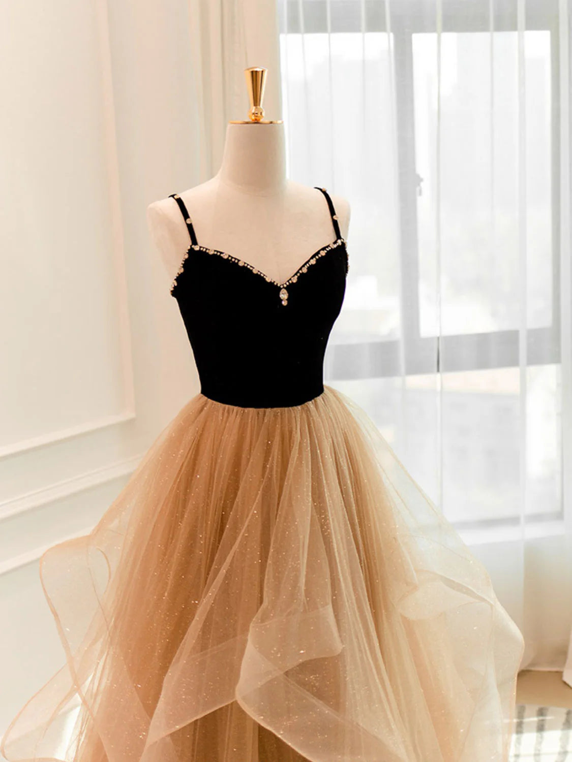 A-Line Tulle Long Prom Dress