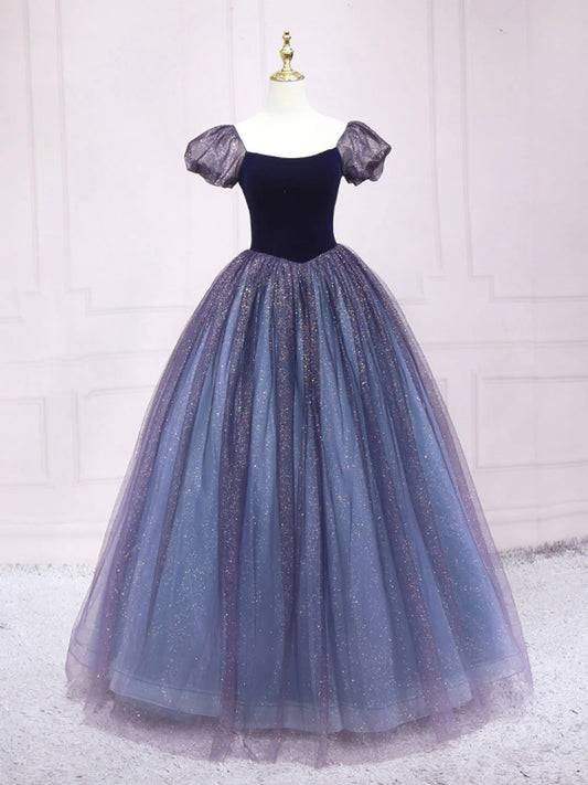 A line long prom dress tulle formal dress