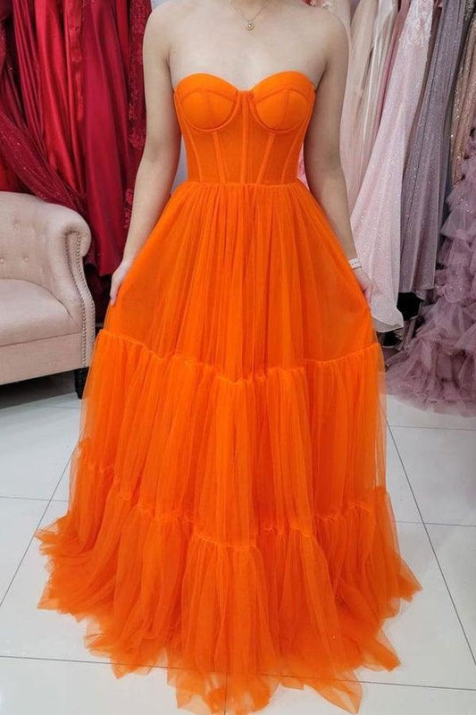 Sweetheart Strapless Tulle Evening Dress Corset Bodice Prom Dress