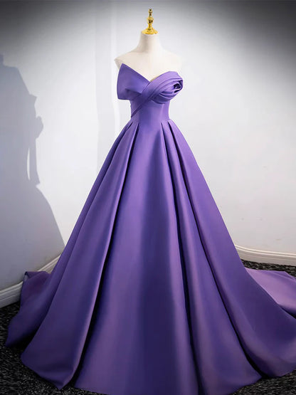 Simple Off Shoulder Satin Long Prom Dress