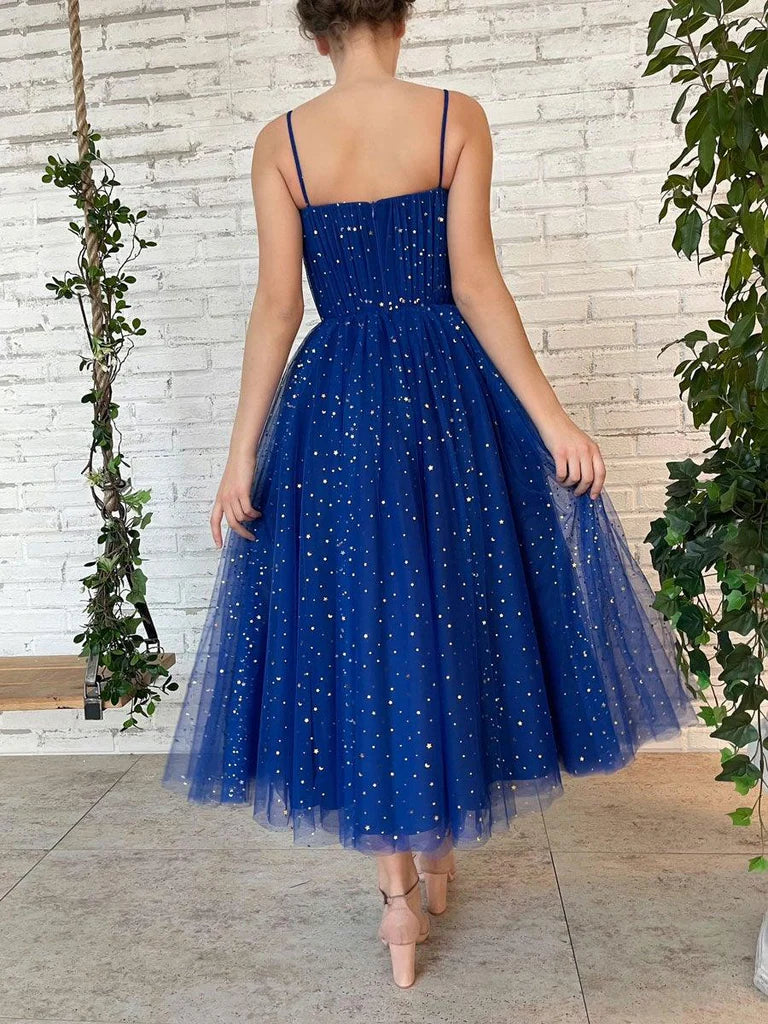 Tulle Sweetheart Straps Short Prom Dress Tea Length Homecoming Dresses