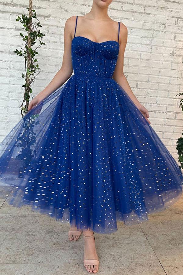 Tulle Sweetheart Straps Short Prom Dress Tea Length Homecoming Dresses