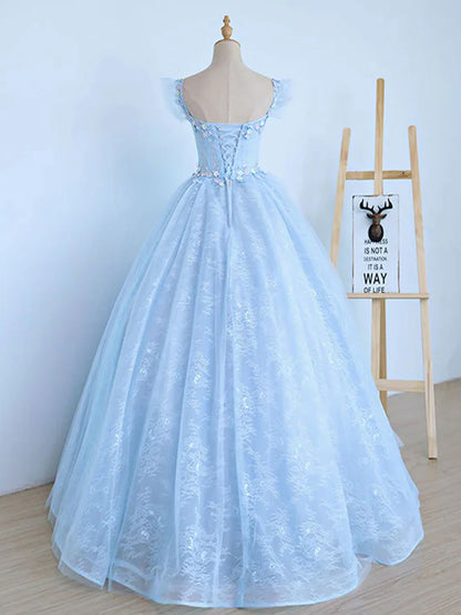 A-Line Tulle Lace Long Prom Dress