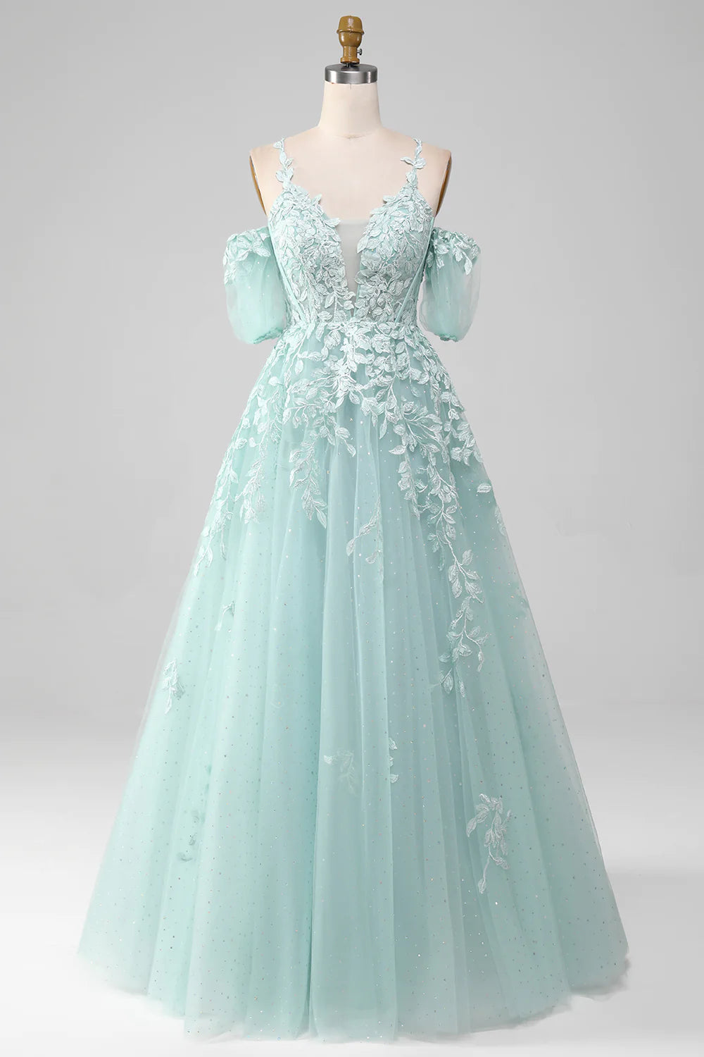 Ball-Gown Off The Shoulder Beaded Prom Dresses With Appliques