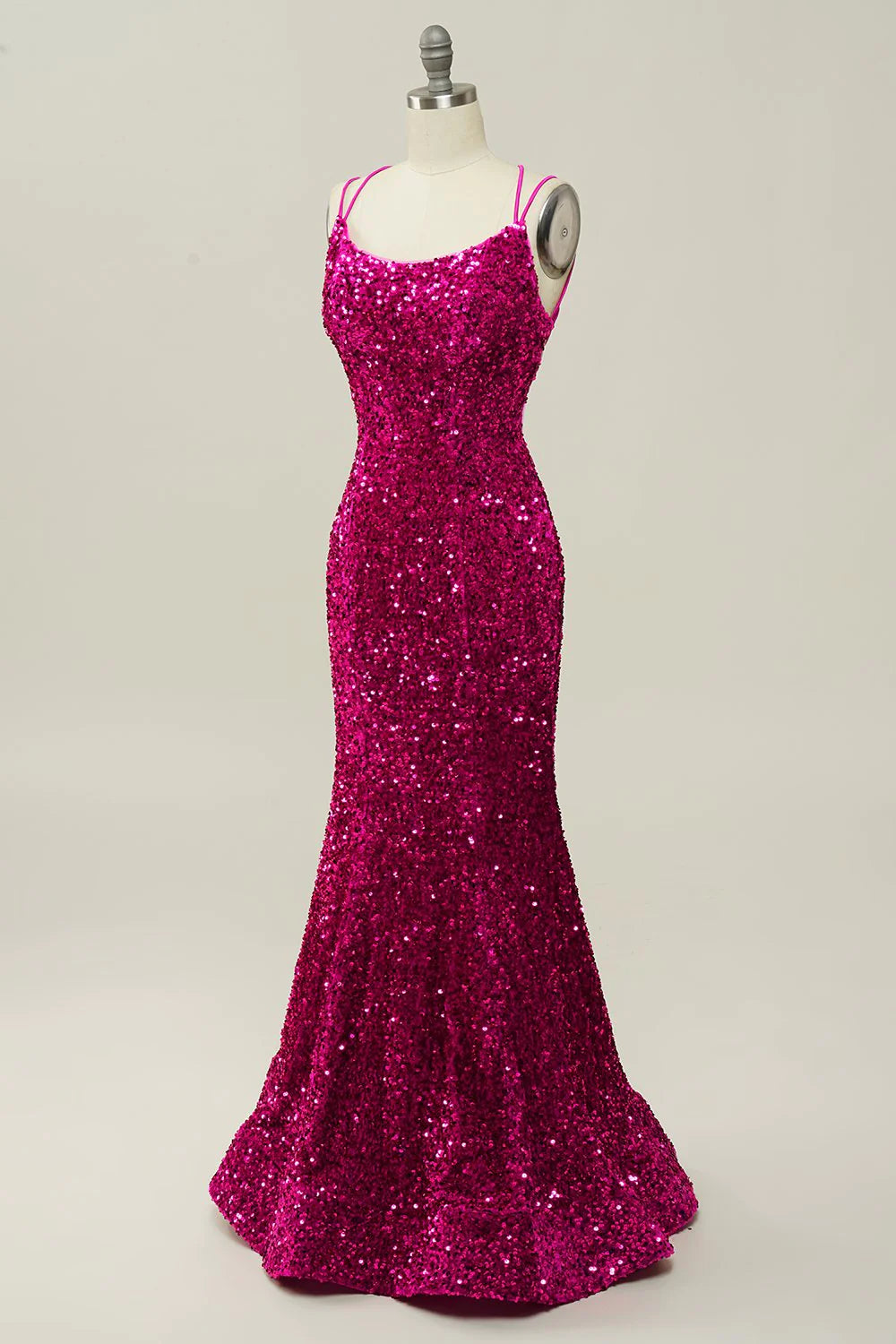 Mermaid Prom Dress with Back Sequin Spaghetti Straps