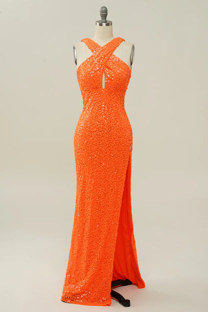 Sequined Backless Mermaid Prom Dress