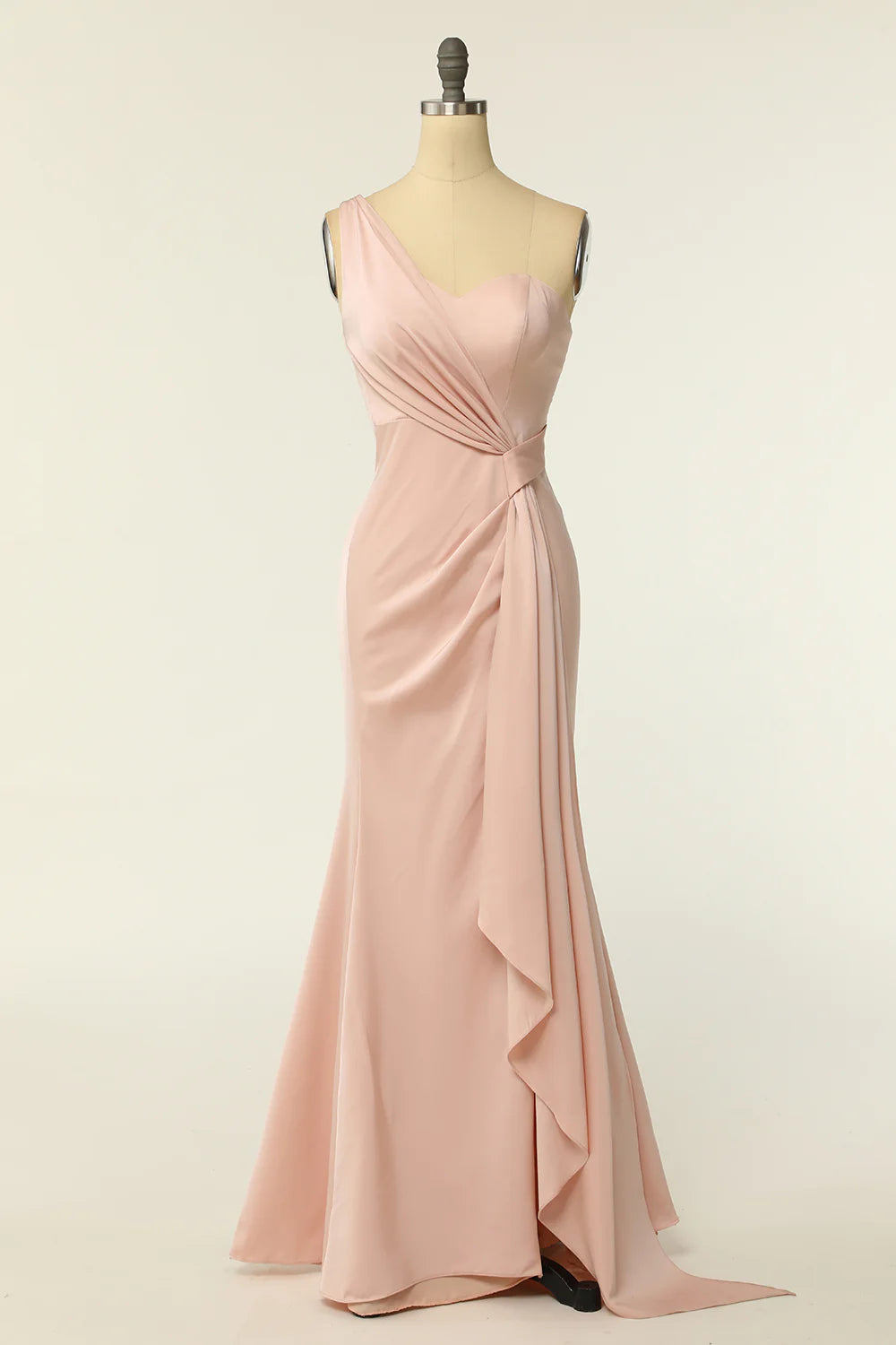 Mermaid One Shoulder Long Bridesmaid Dress with Ruffles