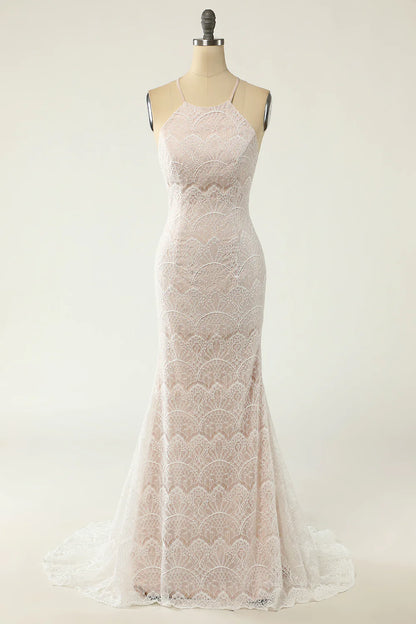 Mermaid Lace Wedding Dress with Sweep Train