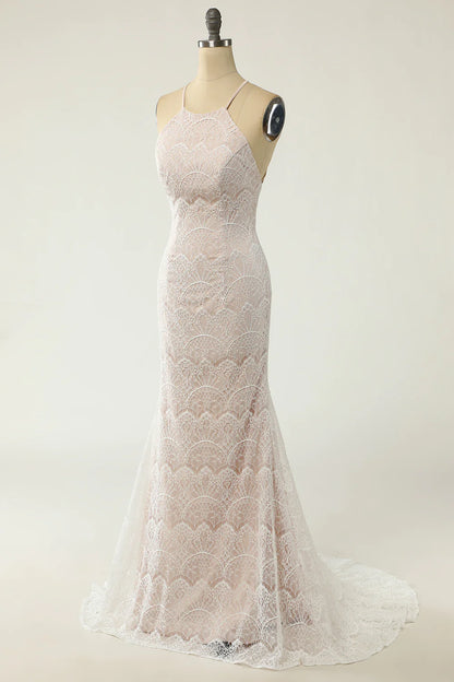 Mermaid Lace Wedding Dress with Sweep Train