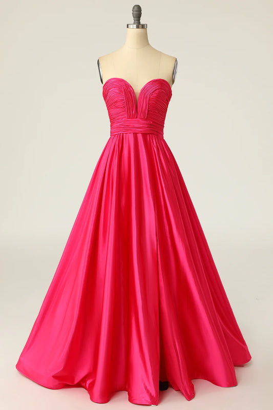 A Line Sweetheart Long Prom Dress with Ruched