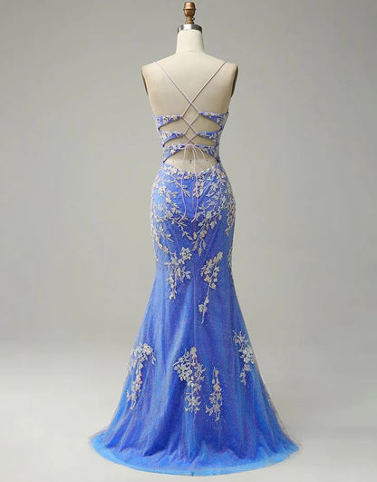 Mermaid V Neck Prom Dress With Appliques