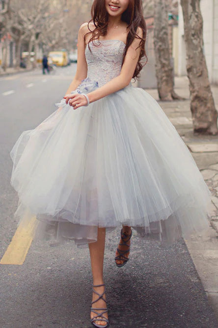 Sweetheart tulle lace short Prom Dresses