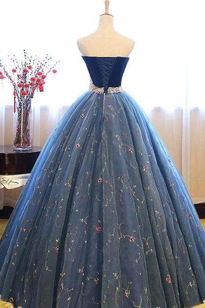 Ball Gown Beading Sweetheart Lace Prom Dress