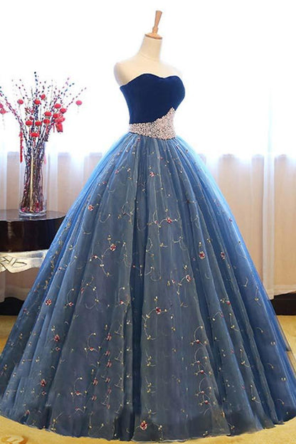 Ball Gown Beading Sweetheart Lace Prom Dress