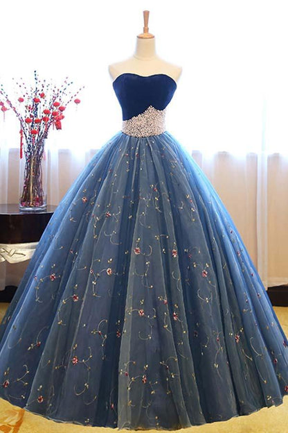 Ball Gown Beading Sweetheart Lace Prom Dress