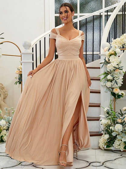 A-Line/Princess Jersey Ruffles Sweetheart Sleeveless Floor-Length Bridesmaid Dresses