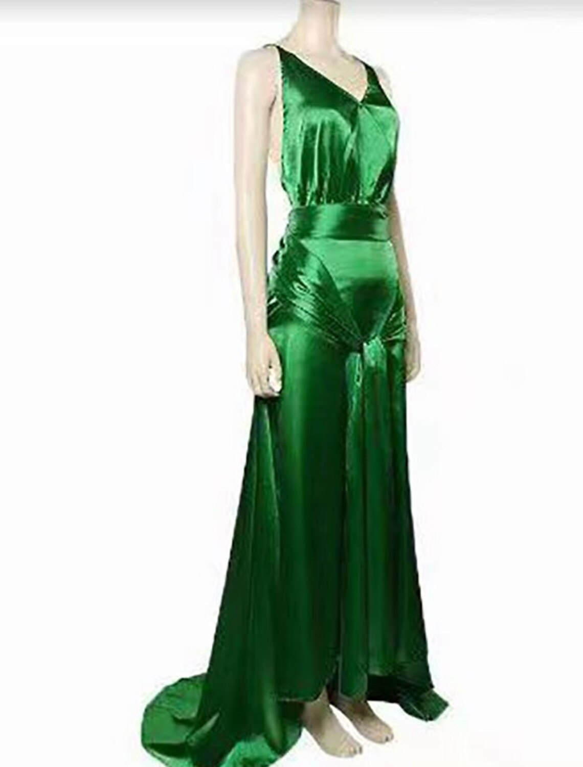 A-Line Prom Dresses Vintage Dress Holiday Party Wear Sweep / Brush Train Sleeveless V Neck Satin Backless with Ruched