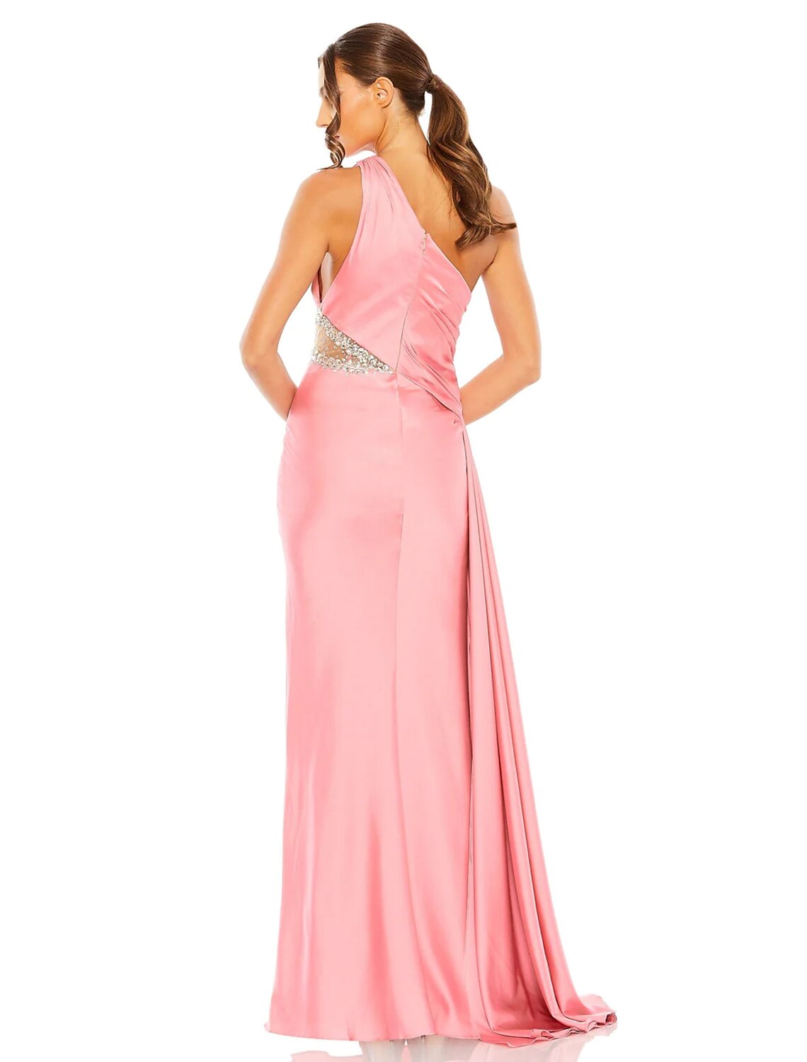 A-Line Evening Gown Elegant Dress Formal Floor Length Sleeveless One Shoulder Satin with Glitter Ruched Sequin