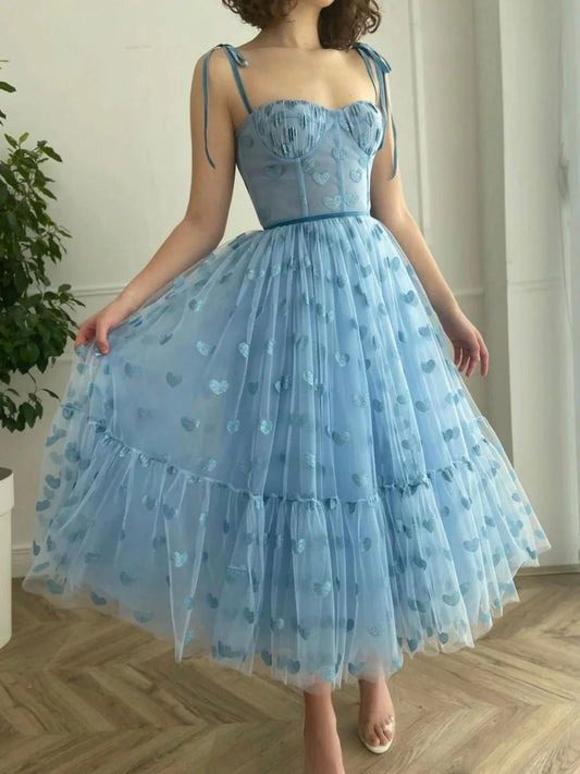 Sweetheart neck tulle prom dress