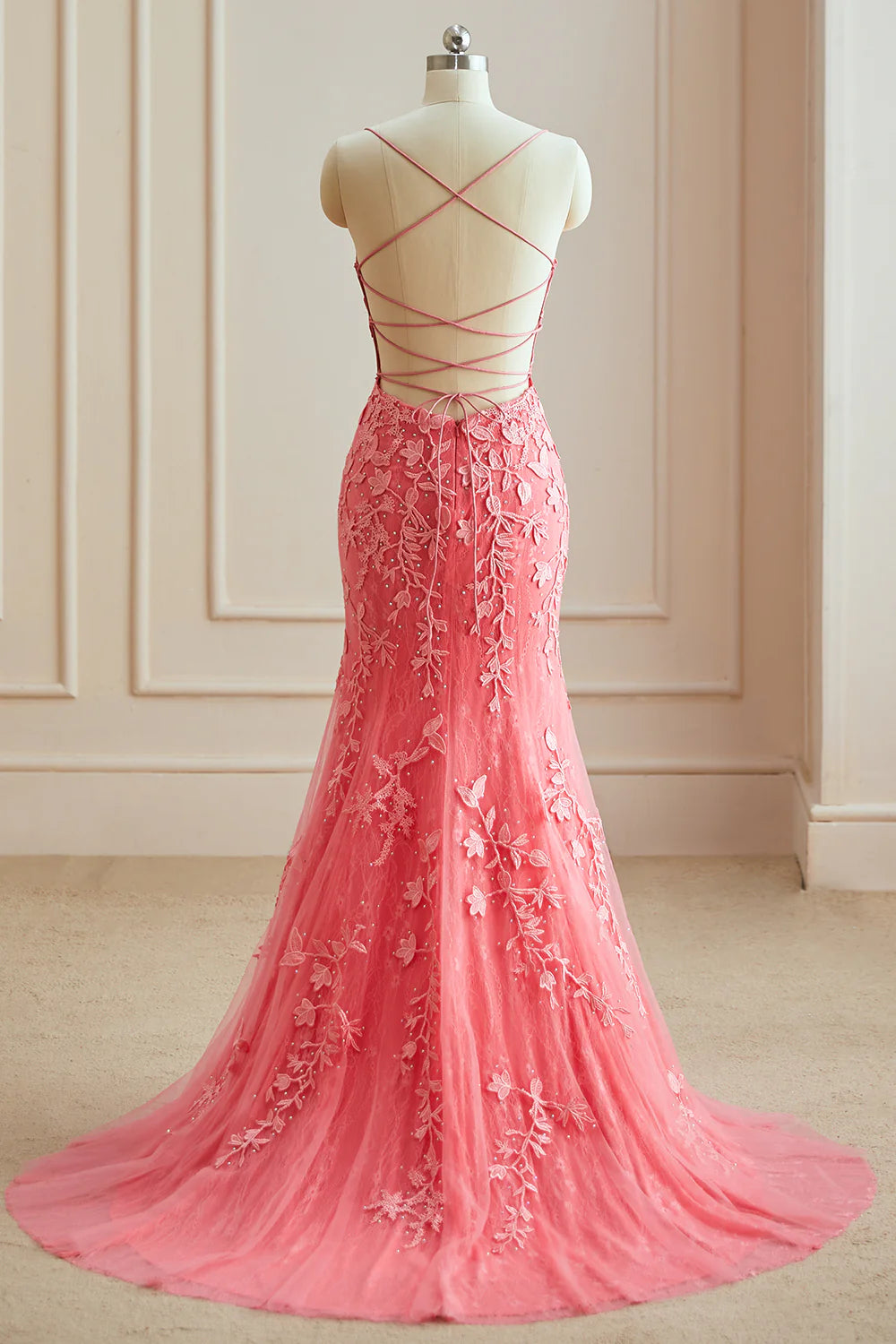 Mermaid Prom Dresses Criss Cross Back Evening Dresses