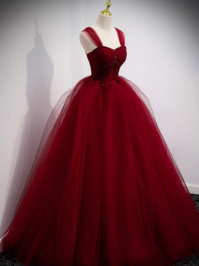 Sweetheart tulle long prom dress