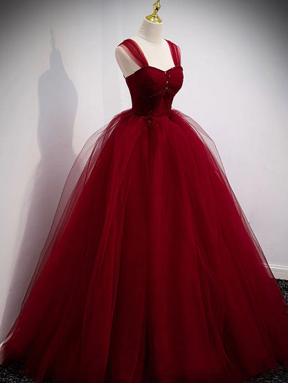 Sweetheart tulle long prom dress