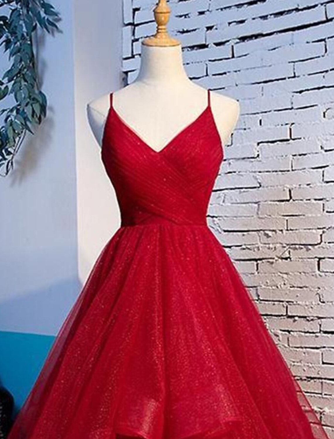 A-Line Prom Dresses Sexy Dress Party Wear Floor Length Sleeveless Spaghetti Strap Tulle with Ruffles