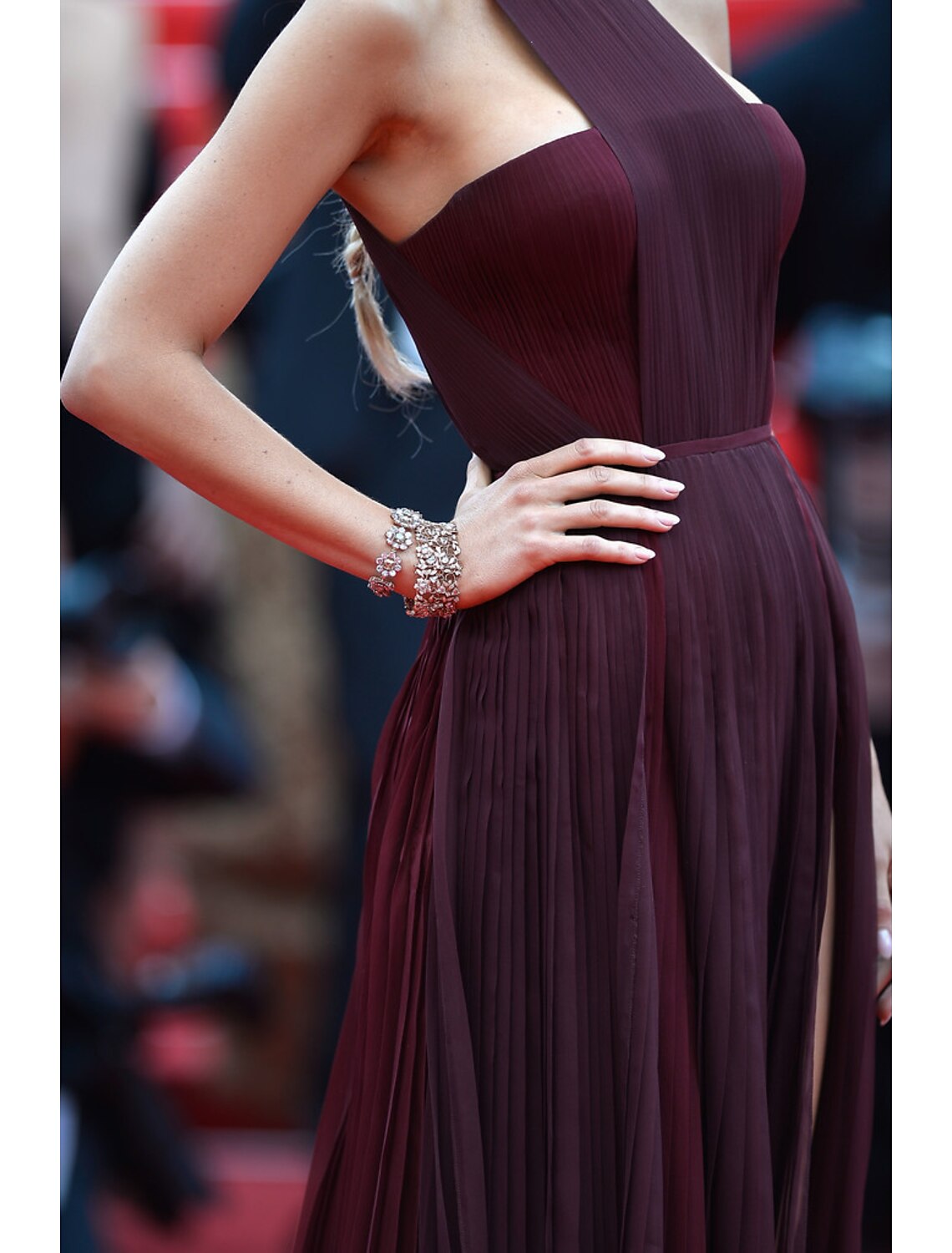 Blake Lively Burgundy Celebrity Prom Dress Cannes Film Festival