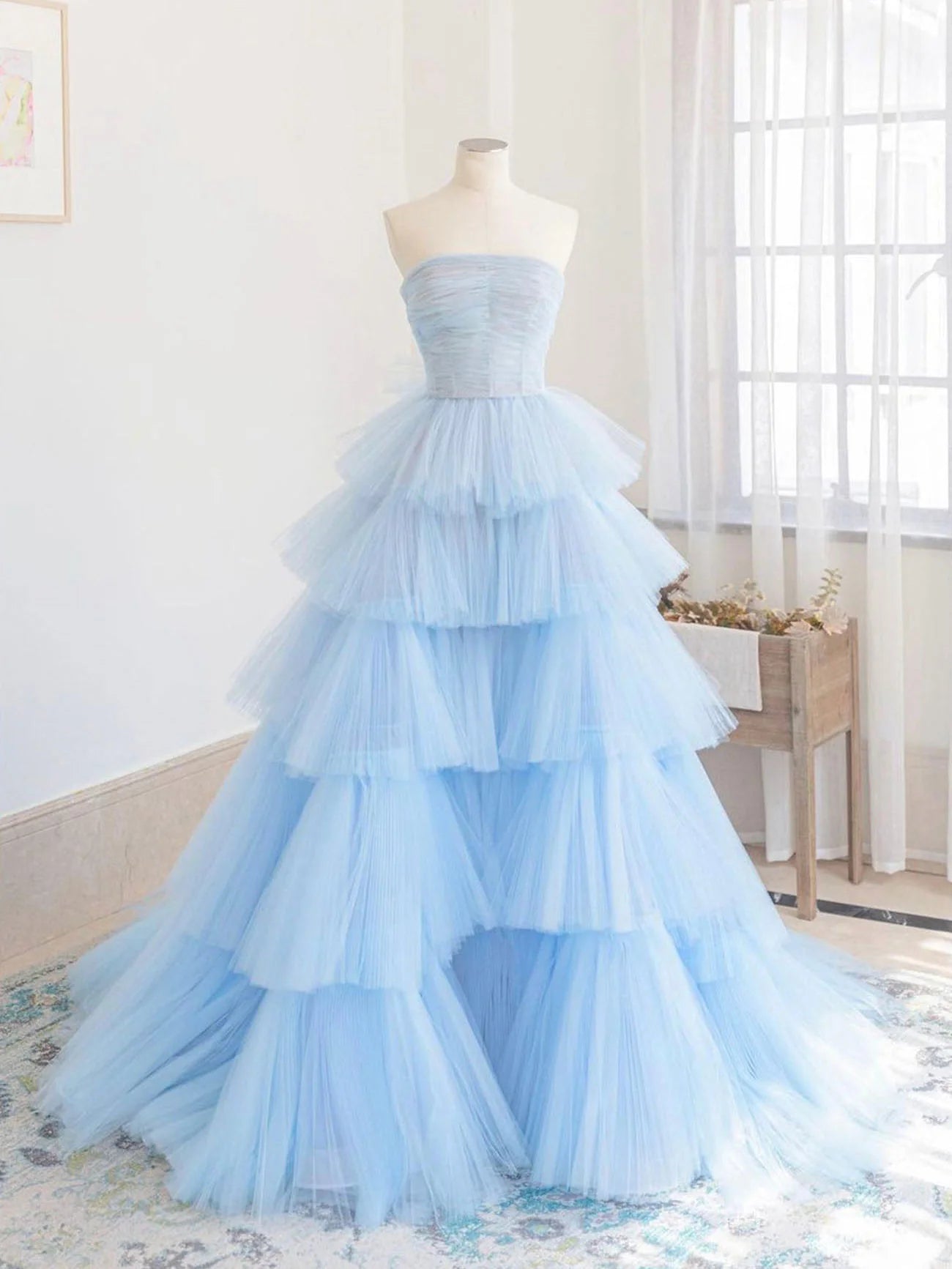 Tulle long prom dress