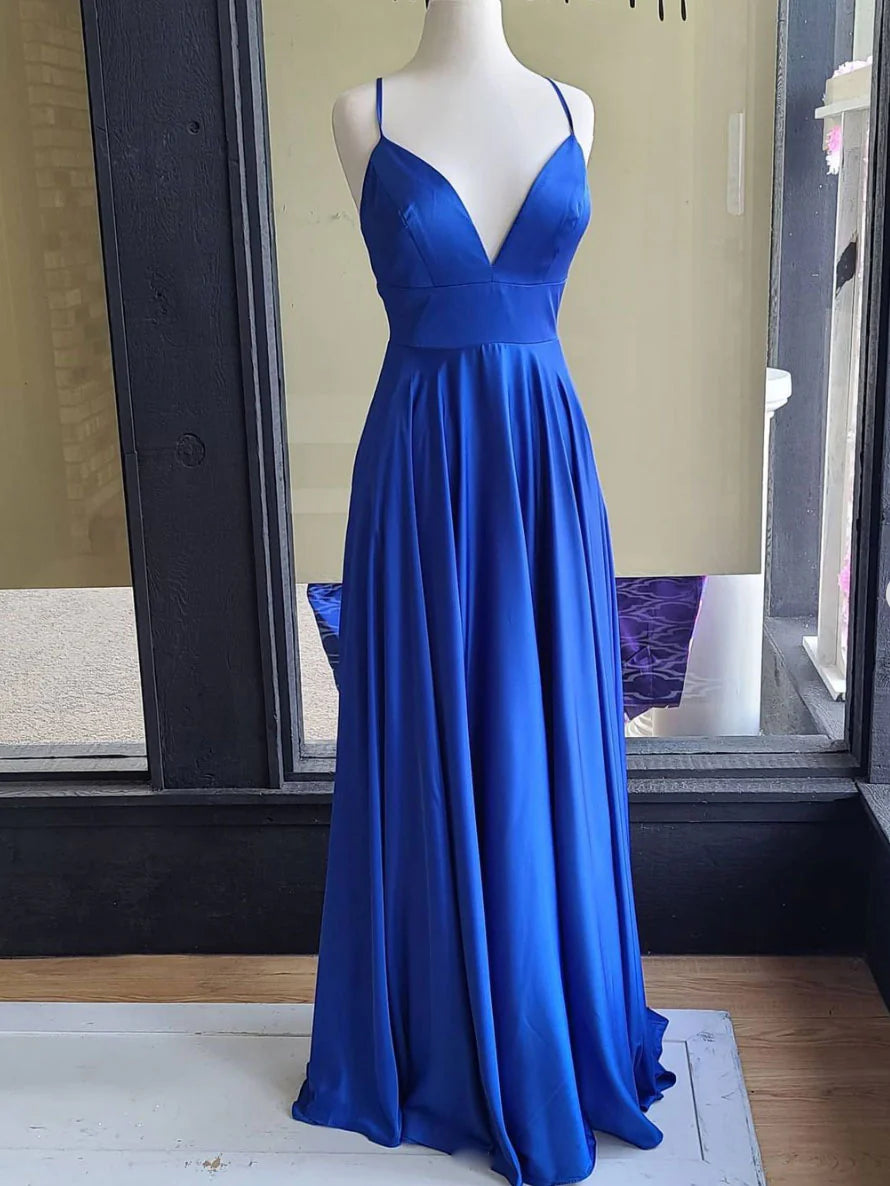 Simple satin long prom dress